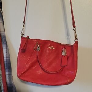 Coach Vibrant Red Leather Shoulder Bag